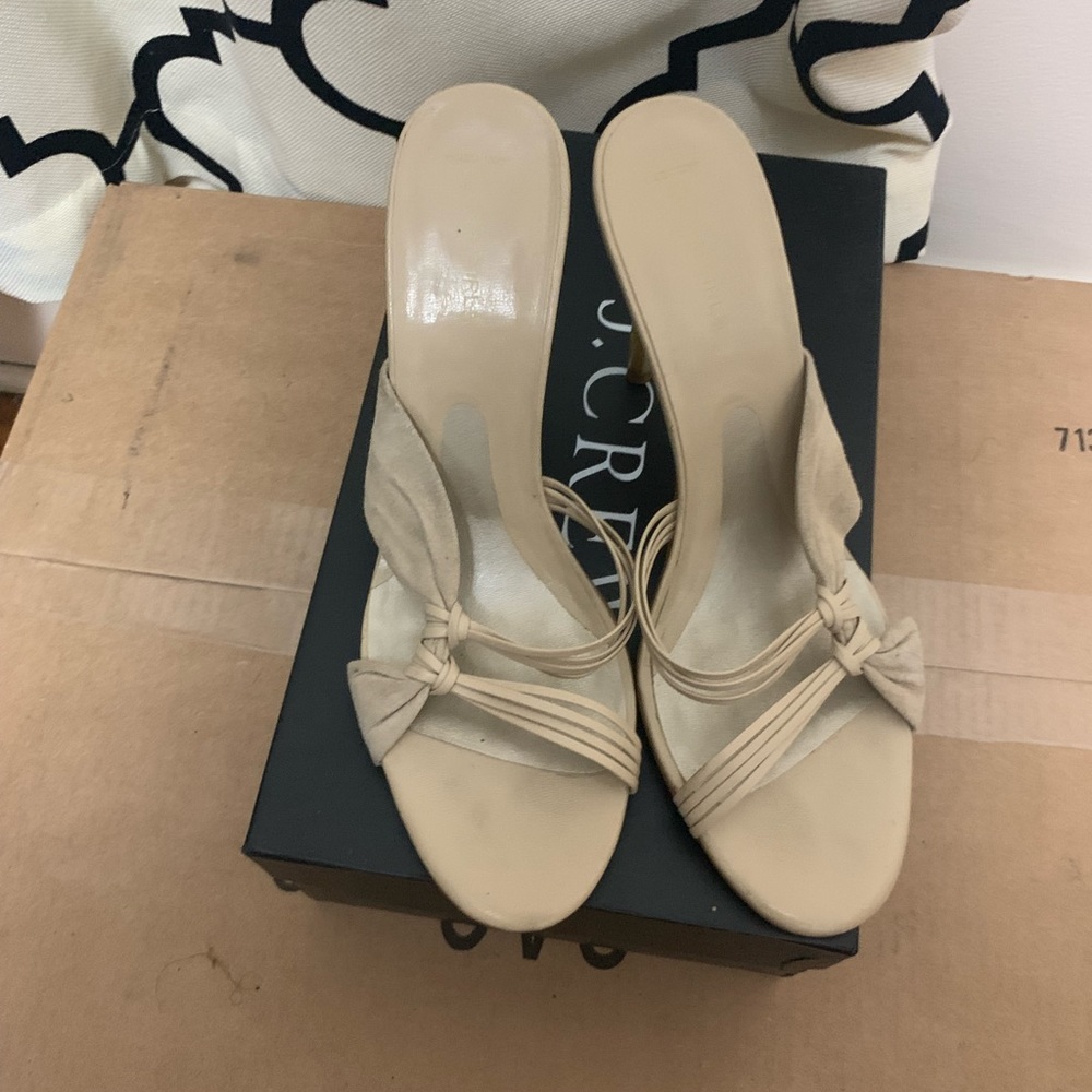 Two tone heel BCBG suede sandals